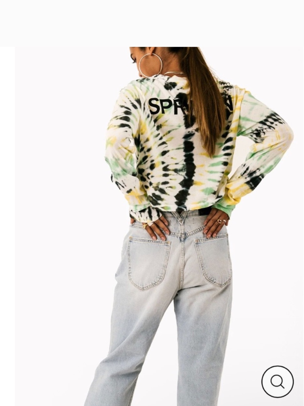 SPRWMN Long Sleeve Tie Dye Cropped Tee Size Medium